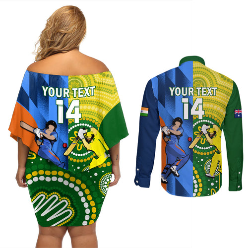 custom-australia-and-india-cricket-couples-matching-off-shoulder-short-dress-and-long-sleeve-button-shirt-2023-world-cup-final-together
