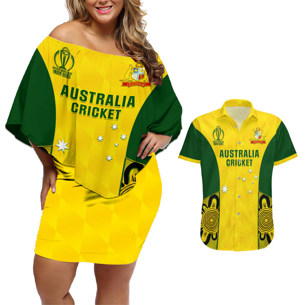 australia-cricket-couples-matching-off-shoulder-short-dress-and-hawaiian-shirt-world-cup-go-champions-2023-indigenous
