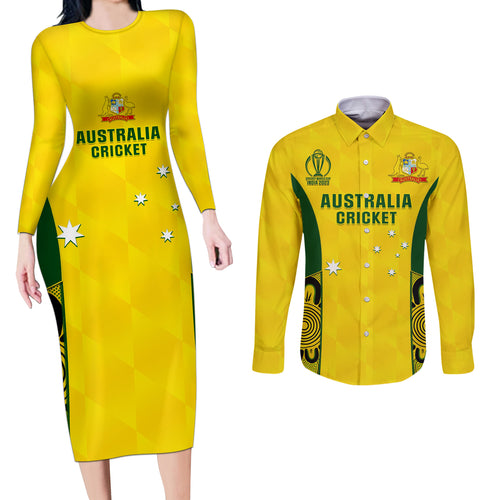 custom-australia-cricket-couples-matching-long-sleeve-bodycon-dress-and-long-sleeve-button-shirt-world-cup-go-champions-2023-indigenous