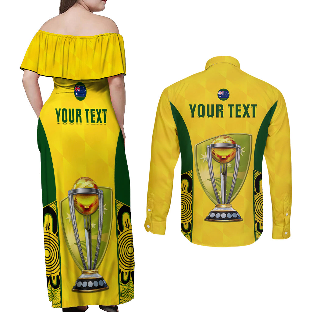 custom-australia-cricket-couples-matching-off-shoulder-maxi-dress-and-long-sleeve-button-shirt-world-cup-go-champions-2023-indigenous