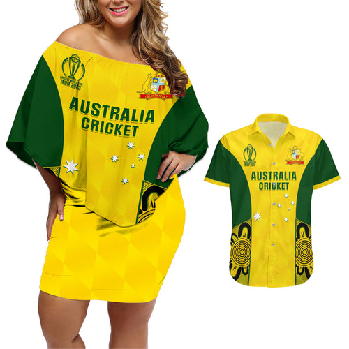 custom-australia-cricket-couples-matching-off-shoulder-short-dress-and-hawaiian-shirt-world-cup-go-champions-2023-indigenous
