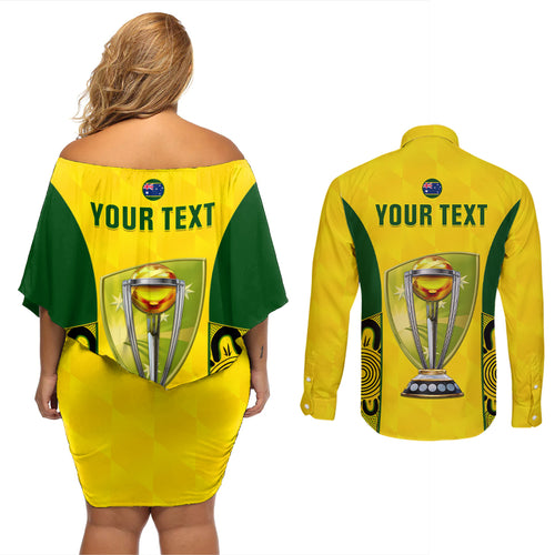 custom-australia-cricket-couples-matching-off-shoulder-short-dress-and-long-sleeve-button-shirt-world-cup-go-champions-2023-indigenous