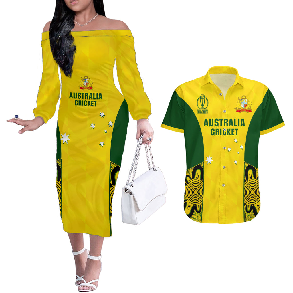 custom-australia-cricket-couples-matching-off-the-shoulder-long-sleeve-dress-and-hawaiian-shirt-world-cup-go-champions-2023-indigenous