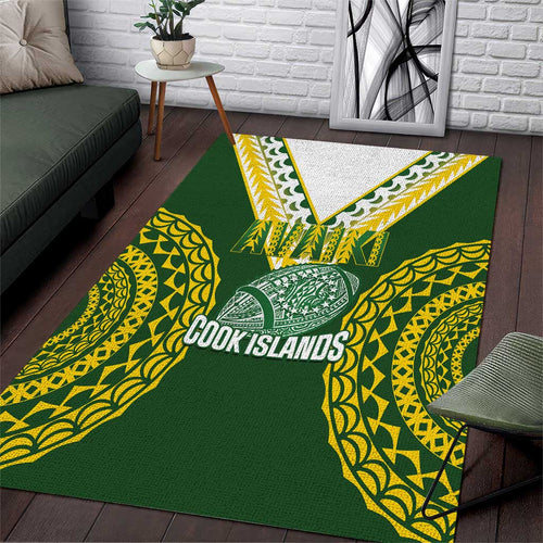Avaiki Cook Islands Rugby Area Rug Kuki Airani Tatau Green - Aussie Hoodie