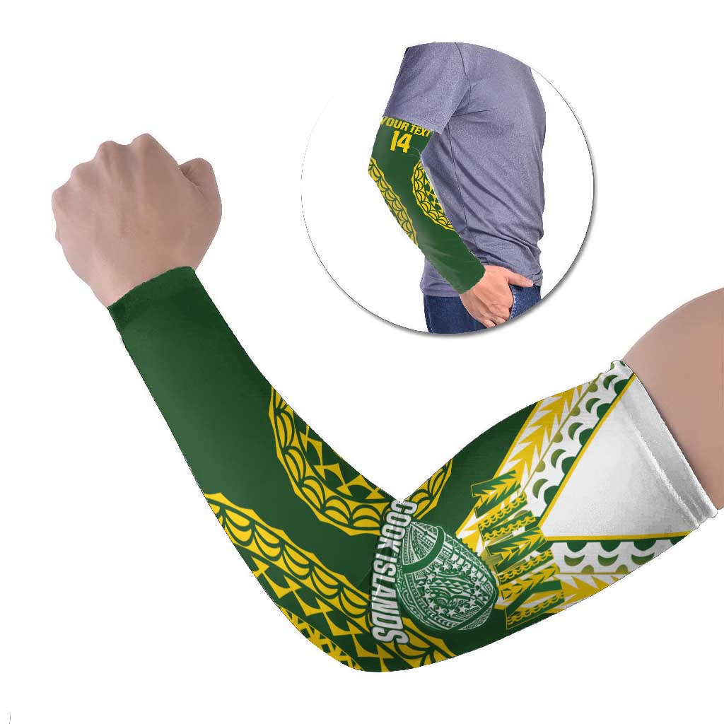 Custom Avaiki Cook Islands Rugby Arm Sleeves Kuki Airani Tatau Green - Aussie Hoodie