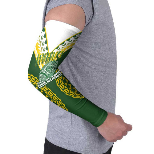 Custom Avaiki Cook Islands Rugby Arm Sleeves Kuki Airani Tatau Green - Aussie Hoodie