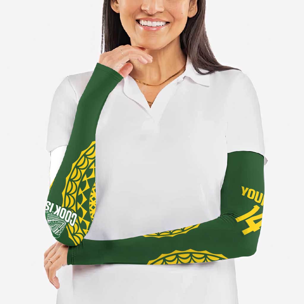 Custom Avaiki Cook Islands Rugby Arm Sleeves Kuki Airani Tatau Green - Aussie Hoodie