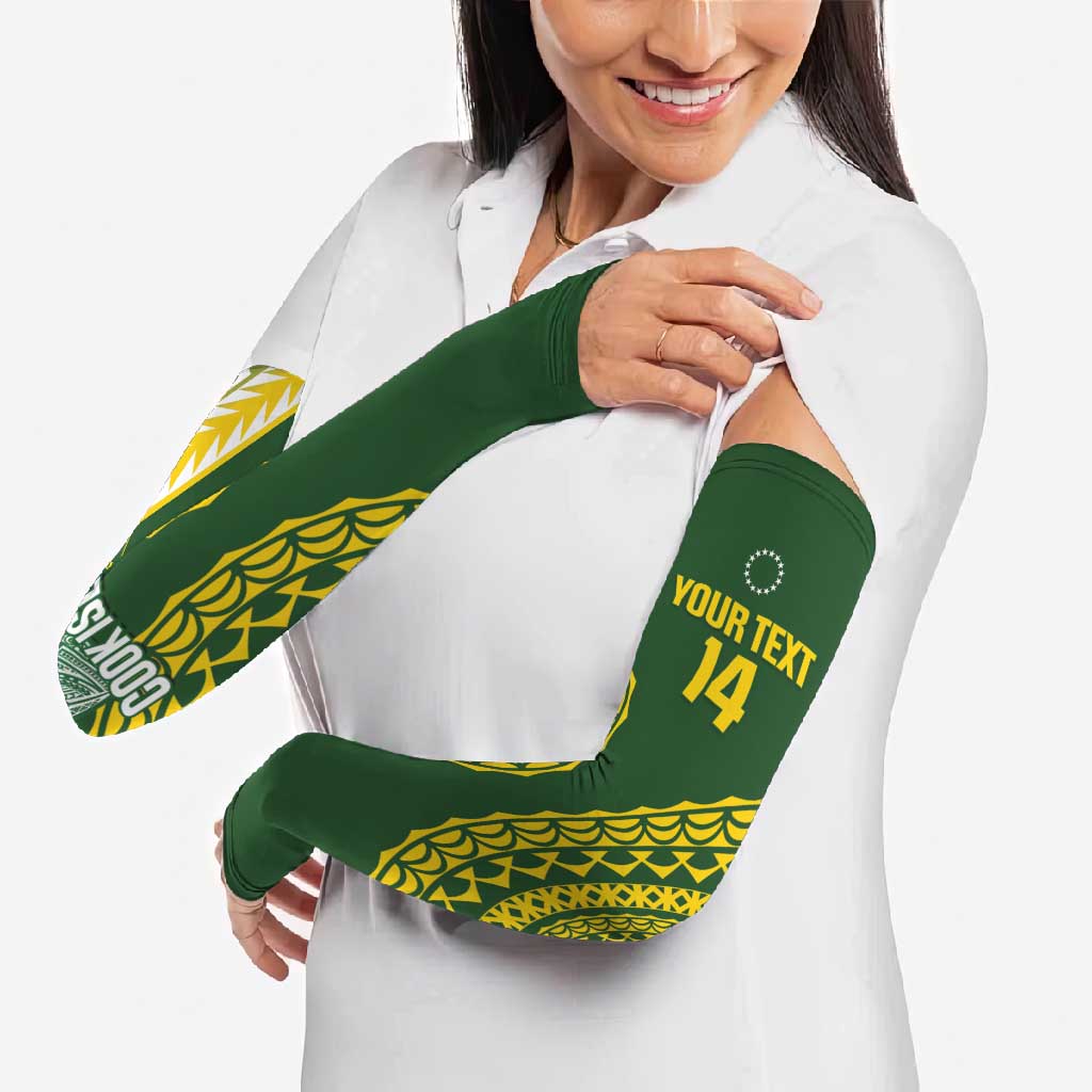 Custom Avaiki Cook Islands Rugby Arm Sleeves Kuki Airani Tatau Green - Aussie Hoodie