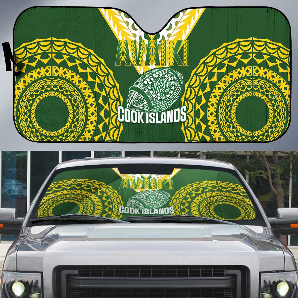 Avaiki Cook Islands Rugby Auto Sun Shade Kuki Airani Tatau Green - Aussie Hoodie