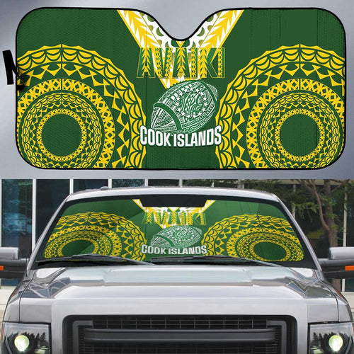 Avaiki Cook Islands Rugby Auto Sun Shade Kuki Airani Tatau Green - Aussie Hoodie