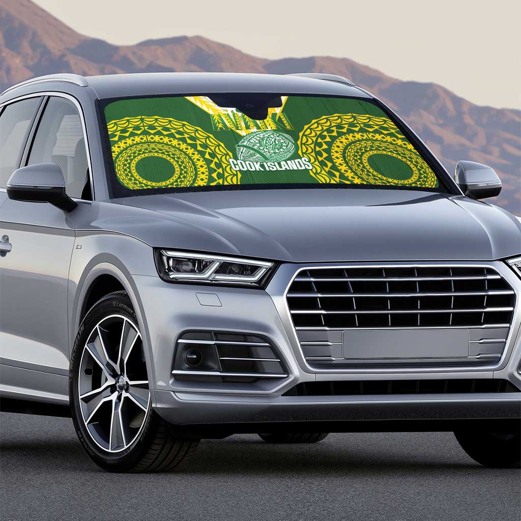 Avaiki Cook Islands Rugby Auto Sun Shade Kuki Airani Tatau Green - Aussie Hoodie