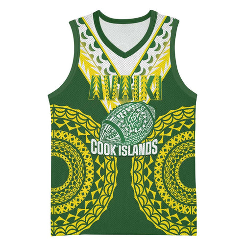 Custom Avaiki Cook Islands Rugby Basketball Jersey Kuki Airani Tatau Green - Aussie Hoodie