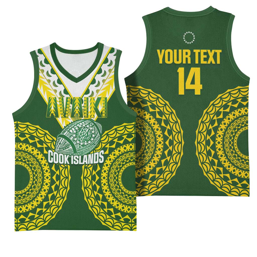 Custom Avaiki Cook Islands Rugby Basketball Jersey Kuki Airani Tatau Green - Aussie Hoodie