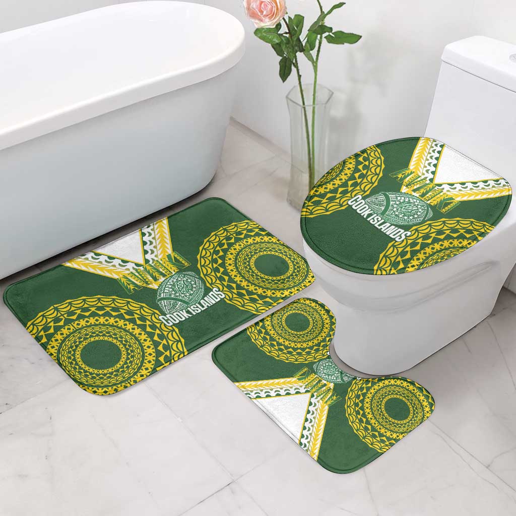 Avaiki Cook Islands Rugby Bathroom Set Kuki Airani Tatau Green - Aussie Hoodie