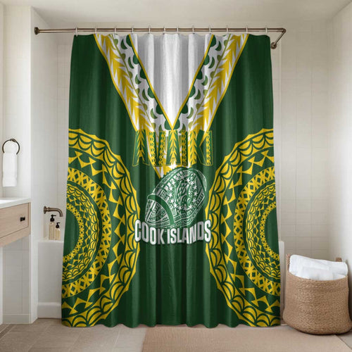 Avaiki Cook Islands Rugby Bathroom Set Kuki Airani Tatau Green - Aussie Hoodie