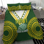 Avaiki Cook Islands Rugby Bedding Set Kuki Airani Tatau Green - Aussie Hoodie