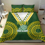 Avaiki Cook Islands Rugby Bedding Set Kuki Airani Tatau Green - Aussie Hoodie
