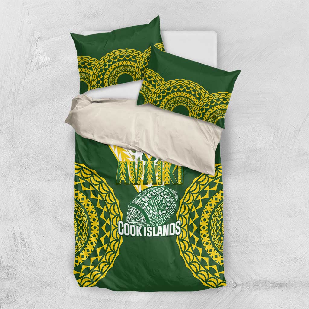 Avaiki Cook Islands Rugby Bedding Set Kuki Airani Tatau Green - Aussie Hoodie