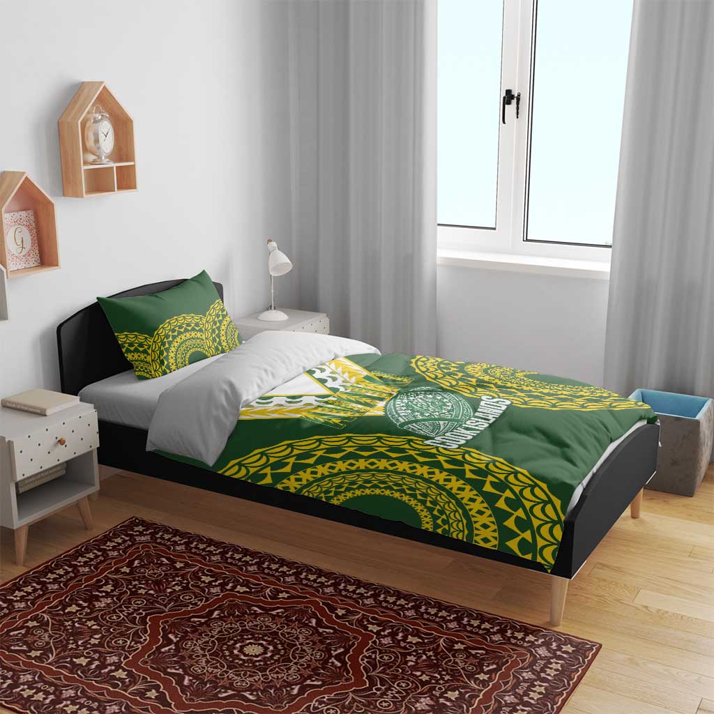 Avaiki Cook Islands Rugby Bedding Set Kuki Airani Tatau Green - Aussie Hoodie