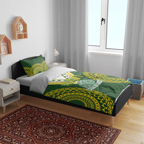Avaiki Cook Islands Rugby Bedding Set Kuki Airani Tatau Green - Aussie Hoodie