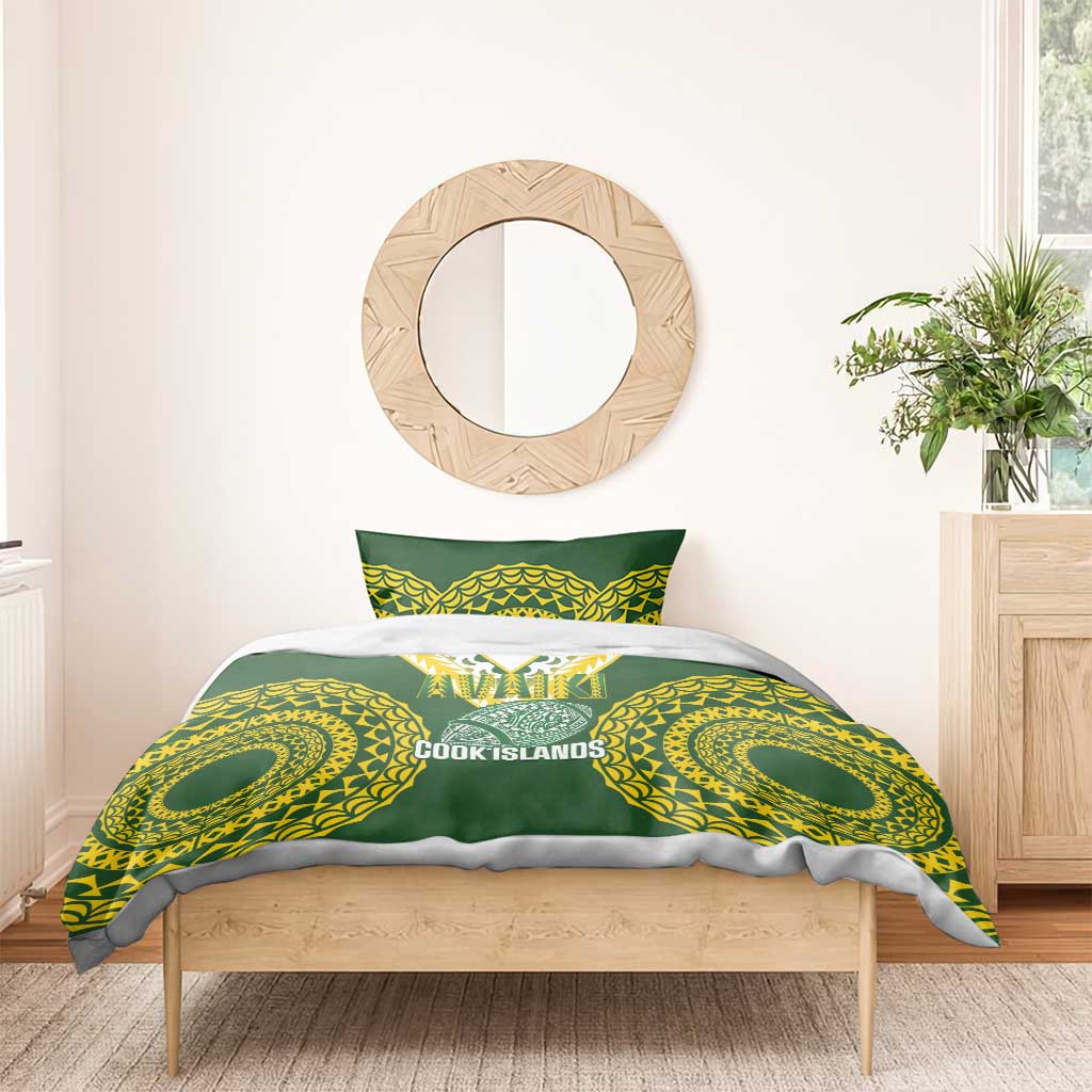 Avaiki Cook Islands Rugby Bedding Set Kuki Airani Tatau Green - Aussie Hoodie