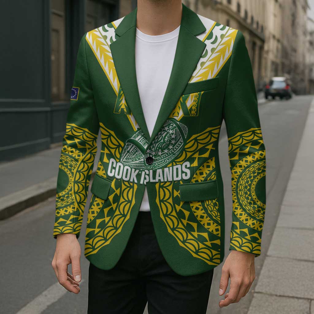 Custom Avaiki Cook Islands Rugby Blazer Kuki Airani Tatau Green - Aussie Hoodie