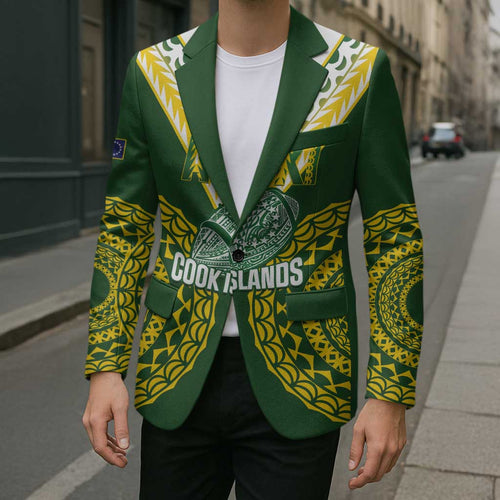 Custom Avaiki Cook Islands Rugby Blazer Kuki Airani Tatau Green - Aussie Hoodie