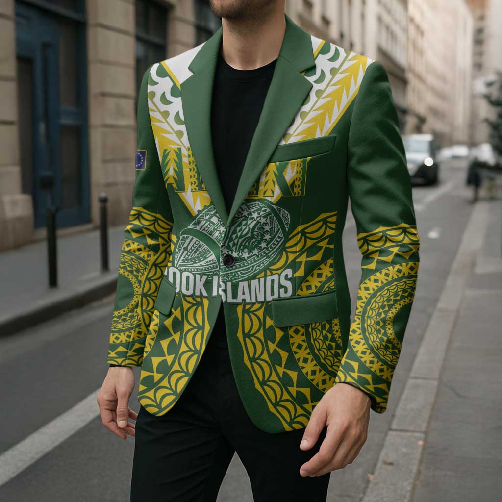 Custom Avaiki Cook Islands Rugby Blazer Kuki Airani Tatau Green - Aussie Hoodie