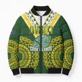 Custom Avaiki Cook Islands Rugby Bomber Puffer Jacket Kuki Airani Tatau Green - Aussie Hoodie