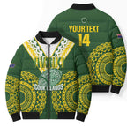 Custom Avaiki Cook Islands Rugby Bomber Puffer Jacket Kuki Airani Tatau Green - Aussie Hoodie