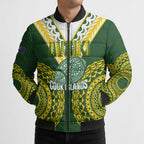 Custom Avaiki Cook Islands Rugby Bomber Puffer Jacket Kuki Airani Tatau Green - Aussie Hoodie