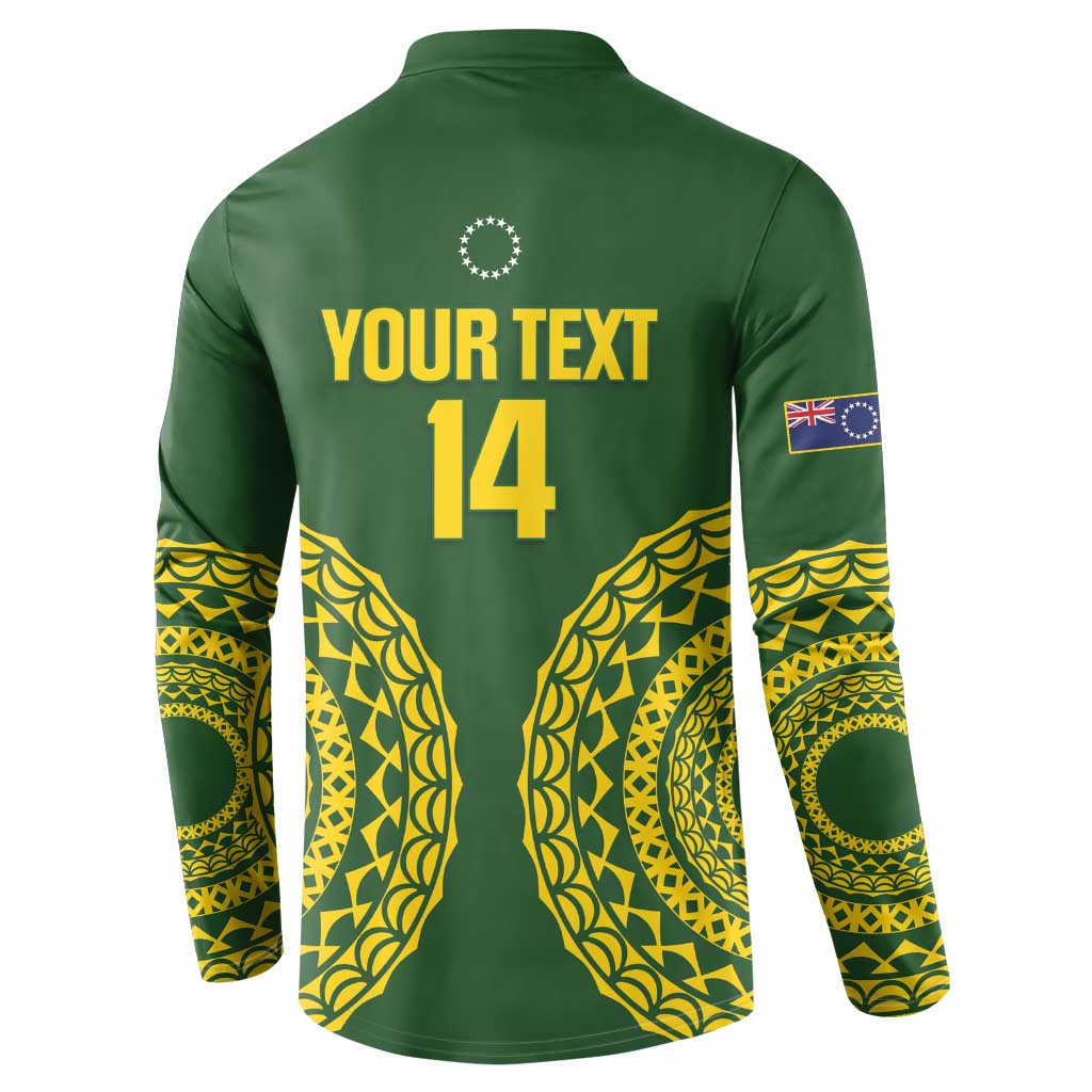 Custom Avaiki Cook Islands Rugby Button Sweatshirt Kuki Airani Tatau Green - Aussie Hoodie