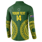 Custom Avaiki Cook Islands Rugby Button Sweatshirt Kuki Airani Tatau Green - Aussie Hoodie