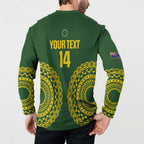 Custom Avaiki Cook Islands Rugby Button Sweatshirt Kuki Airani Tatau Green - Aussie Hoodie