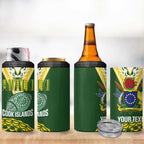 Custom Avaiki Cook Islands Rugby 4 in 1 Can Cooler Tumbler Kuki Airani Tatau Green - Aussie Hoodie