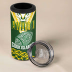 Custom Avaiki Cook Islands Rugby 4 in 1 Can Cooler Tumbler Kuki Airani Tatau Green - Aussie Hoodie