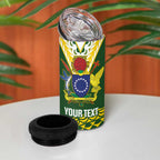 Custom Avaiki Cook Islands Rugby 4 in 1 Can Cooler Tumbler Kuki Airani Tatau Green - Aussie Hoodie