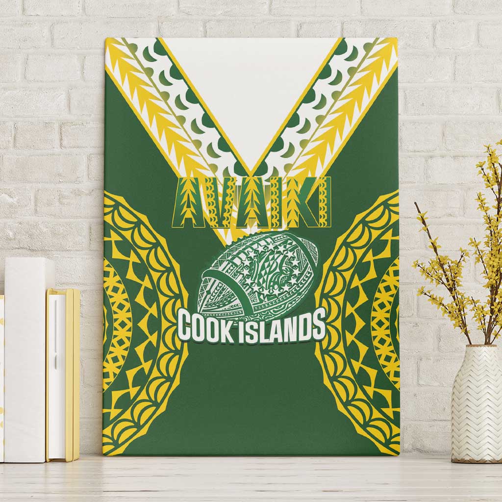 Avaiki Cook Islands Rugby Canvas Wall Art Kuki Airani Tatau Green - Aussie Hoodie