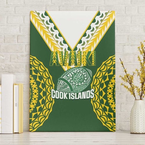 Avaiki Cook Islands Rugby Canvas Wall Art Kuki Airani Tatau Green - Aussie Hoodie