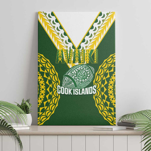 Avaiki Cook Islands Rugby Canvas Wall Art Kuki Airani Tatau Green - Aussie Hoodie