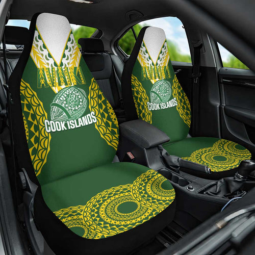 Avaiki Cook Islands Rugby Car Seat Cover Kuki Airani Tatau Green - Aussie Hoodie