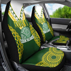 Avaiki Cook Islands Rugby Car Seat Cover Kuki Airani Tatau Green - Aussie Hoodie