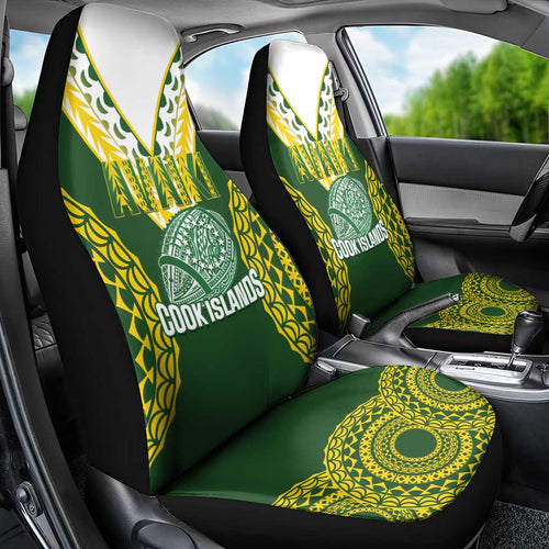 Avaiki Cook Islands Rugby Car Seat Cover Kuki Airani Tatau Green - Aussie Hoodie