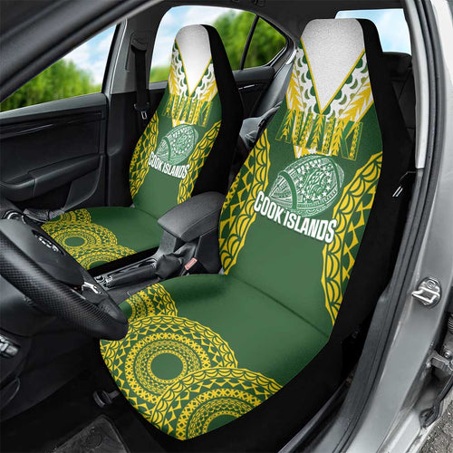 Avaiki Cook Islands Rugby Car Seat Cover Kuki Airani Tatau Green - Aussie Hoodie