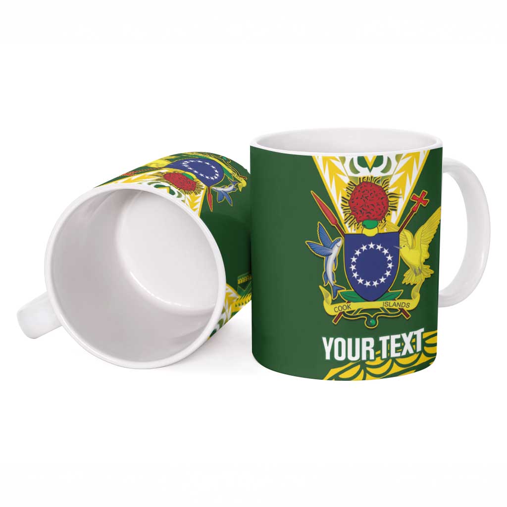 Custom Avaiki Cook Islands Rugby Ceramic Mug Kuki Airani Tatau Green - Aussie Hoodie