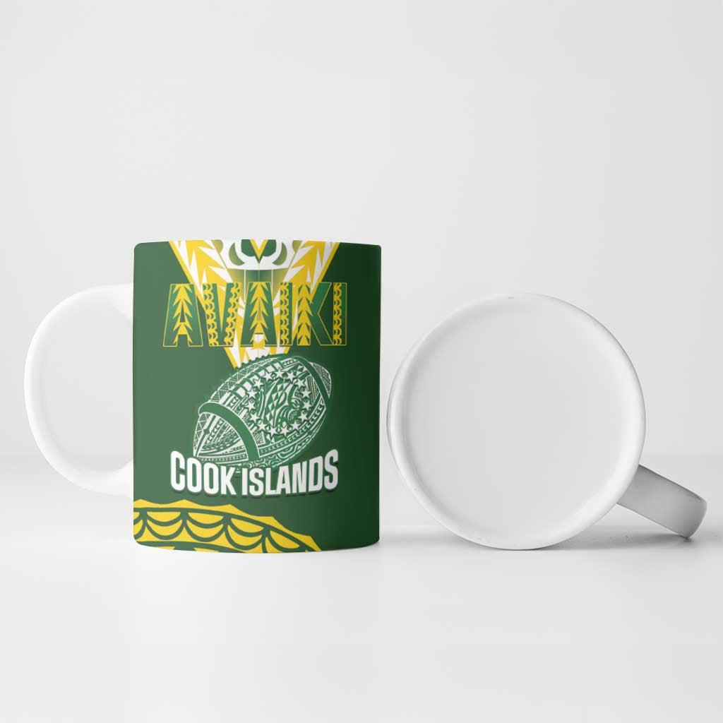 Custom Avaiki Cook Islands Rugby Ceramic Mug Kuki Airani Tatau Green - Aussie Hoodie