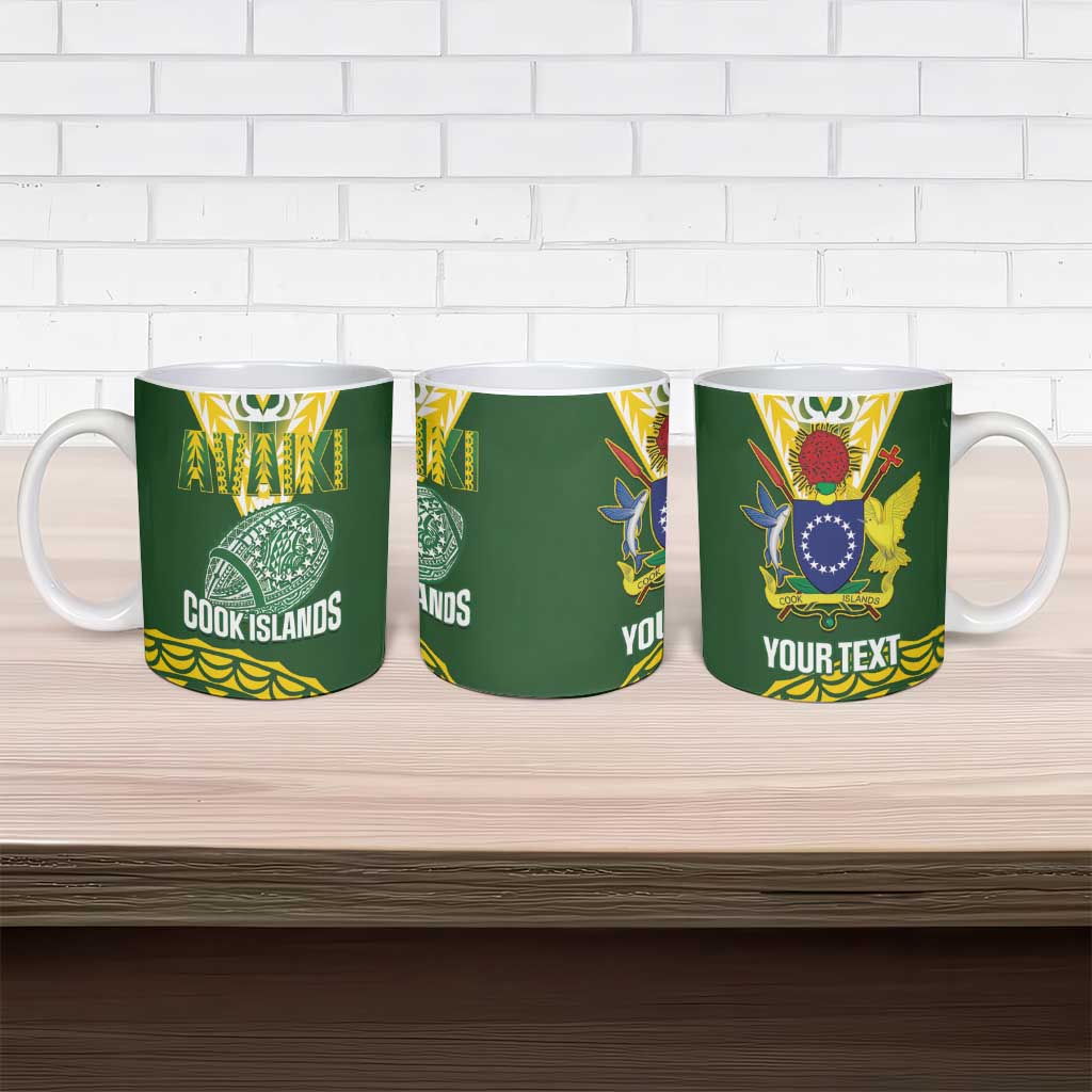 Custom Avaiki Cook Islands Rugby Ceramic Mug Kuki Airani Tatau Green - Aussie Hoodie