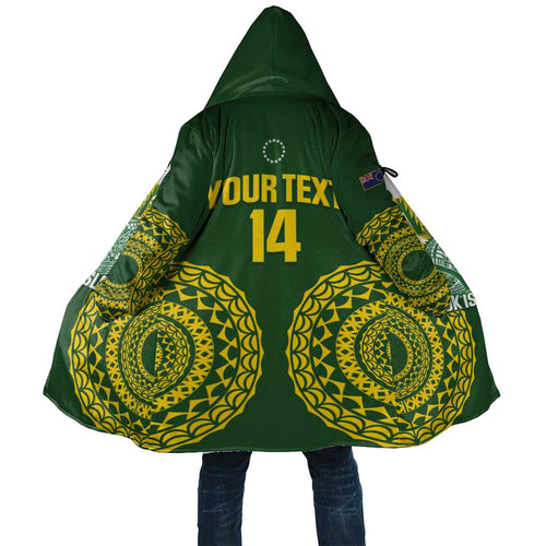 Custom Avaiki Cook Islands Rugby Cloak Kuki Airani Tatau Green - Aussie Hoodie