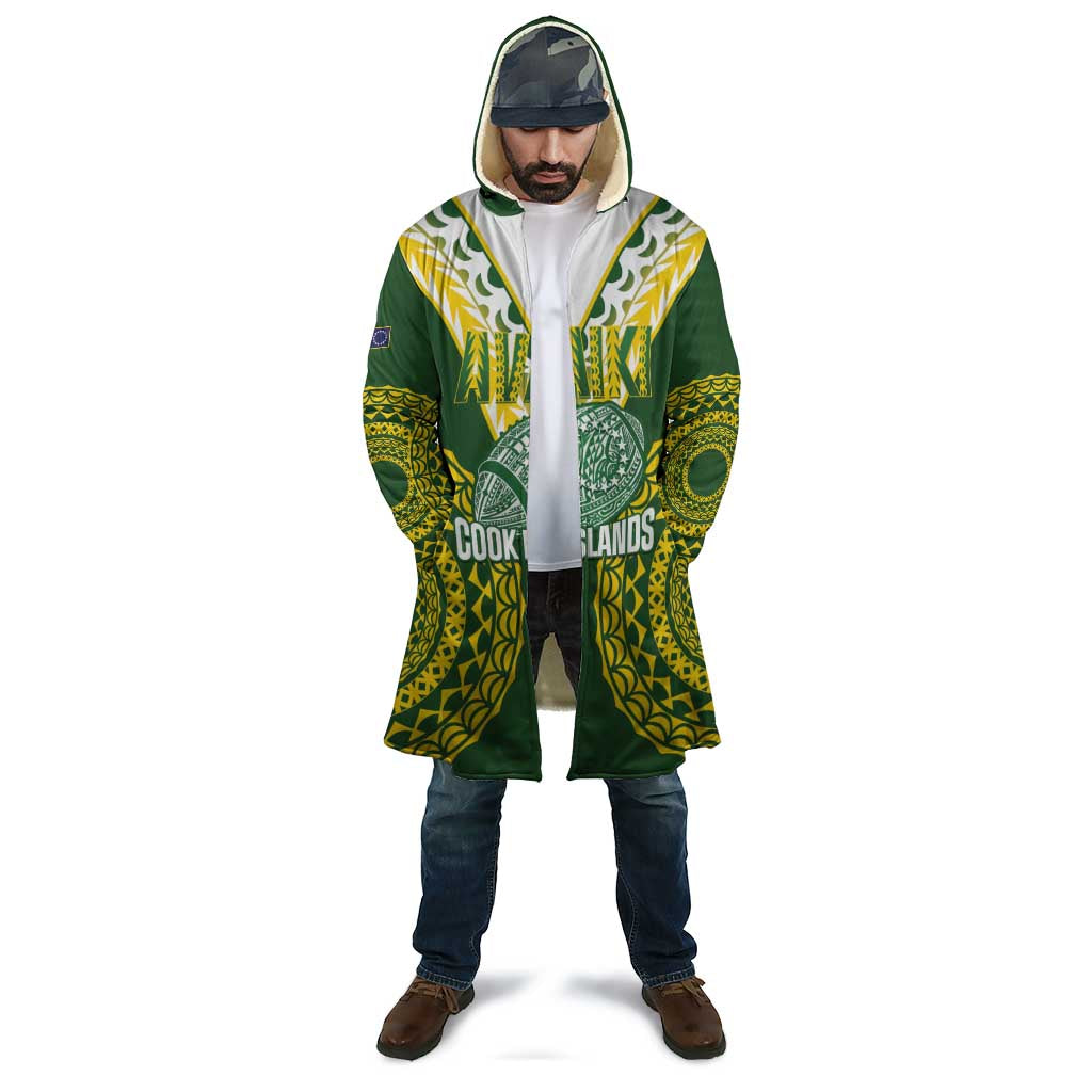 Custom Avaiki Cook Islands Rugby Cloak Kuki Airani Tatau Green - Aussie Hoodie