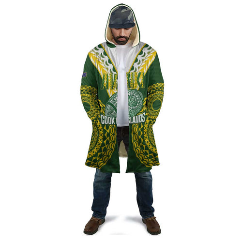 Custom Avaiki Cook Islands Rugby Cloak Kuki Airani Tatau Green - Aussie Hoodie